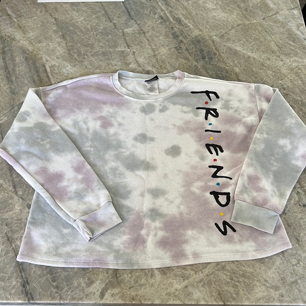 FRIENDS Tie Dye Cropped Sweatshirt, size large